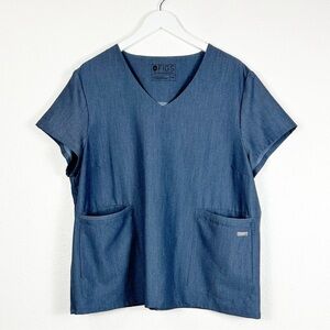 Figs Casma Heather Denim Blue Color Scrub Top Size XXL PO#1345